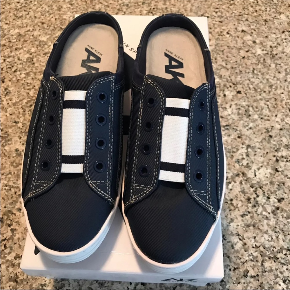 NEW Anne Klein Nautical slides Blue Sneakers 7.5